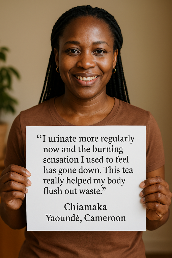 Chiamaka from Cameroon testimonial - improved urination and body detox with Ginseng Tea
